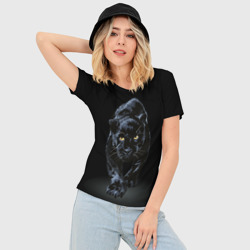 Женская футболка 3D Slim Черная пантера - хищница - фото 2