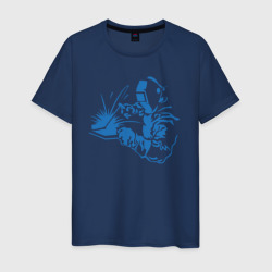 Силуэт сварщика – Мужская футболка хлопок с принтом купить со скидкой в -20%