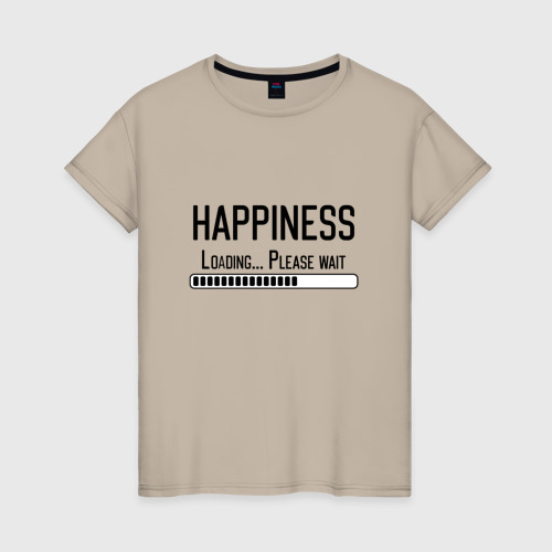 Женская футболка хлопок Счастье - идет загрузка, подождите, цвет миндальный