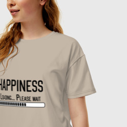 Женская футболка хлопок Oversize Счастье - идет загрузка, подождите - фото 2