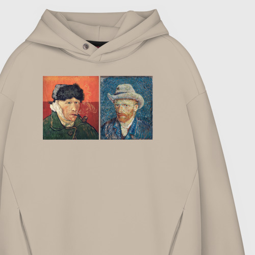 Мужское худи Oversize хлопок Автопортрет Van Gogh, цвет миндальный - фото 4