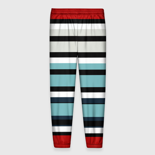 Мужские брюки 3D с принтом Красные голубые и белые полосы, вид сзади #1