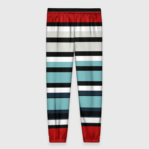 Женские брюки 3D с принтом Красные голубые и белые полосы, вид сзади #1