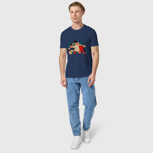 Мужская футболка хлопок Троица из бензопилы, цвет темно-синий - фото 5