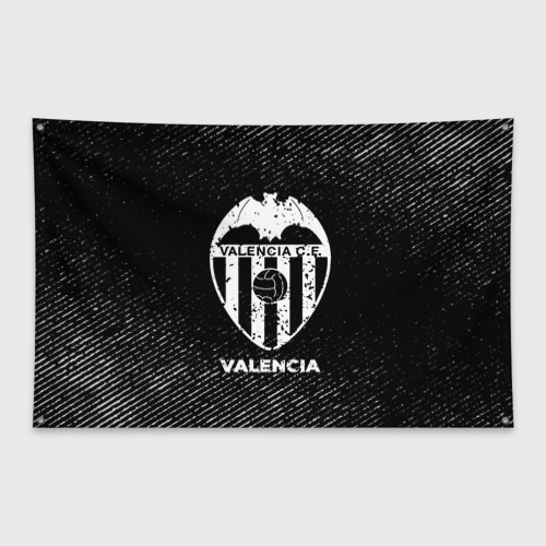 Флаг-баннер с принтом Valencia с потертостями на темном фоне, вид спереди №1