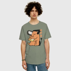 Мужская футболка хлопок Oversize Милый Почита кушает хлебушек - фото 2