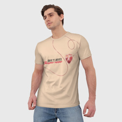 Мужская футболка 3D Из песни Нойз МС: Друг к другу тянутся сердца - фото 2