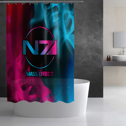 Штора 3D для ванной Mass Effect - neon gradient - фото 2