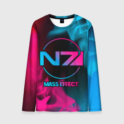 Мужской лонгслив 3D Mass Effect - neon gradient