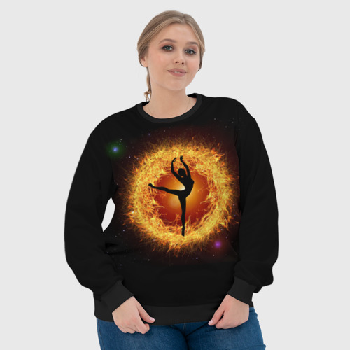 Женский свитшот 3D Танец балерины в огненном шаре, цвет 3D печать - фото 6
