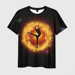Мужская футболка 3D Танец балерины в огненном шаре