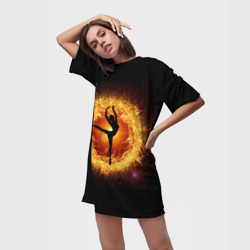 Платье-футболка 3D Танец балерины в огненном шаре - фото 2