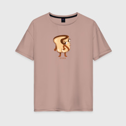 Женская футболка хлопок Oversize Булка - забавная мультяшная еда