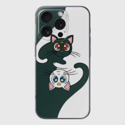 Чехол для iPhone 16 Pro силиконовый с защитой камеры Луна и Артемис инь-янь