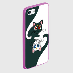 Чехол для iPhone 5/5S матовый Луна и Артемис инь-янь - фото 2