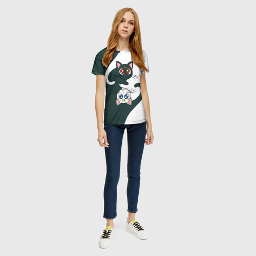 Женская футболка 3D Луна и Артемис инь-янь, цвет 3D печать - фото 5