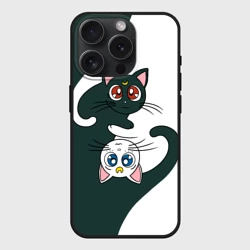 Чехол силиконовый для Apple iPhone 15 Pro матовый Луна и Артемис инь-янь