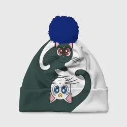 Шапка 3D c помпоном Луна и Артемис инь-янь
