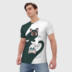 Мужская футболка 3D Луна и Артемис инь-янь - фото 2