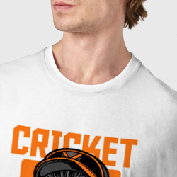 Футболка с принтом Обезьяна крикетист для мужчины, вид на модели спереди №4. Цвет основы: белый