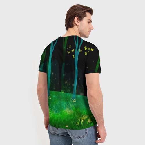 Мужская футболка 3D с принтом Нахида прилегла в лесу, вид сзади #2