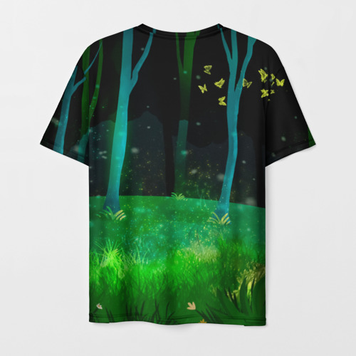 Мужская футболка 3D с принтом Нахида прилегла в лесу, вид сзади #1