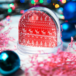 Игрушка Снежный шар Рождественский красный свитер с оленями - фото 2