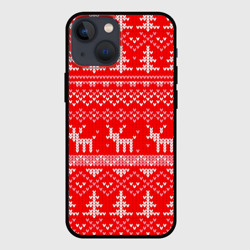 Чехол для iPhone 13 mini Рождественский красный свитер с оленями