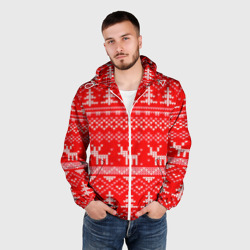 Мужская ветровка 3D Рождественский красный свитер с оленями - фото 2
