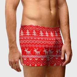 Мужские трусы 3D Рождественский красный свитер с оленями - фото 2