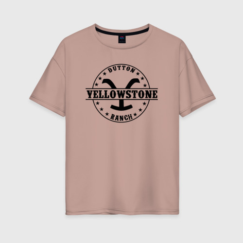 Женская футболка хлопок Oversize Йеллоустоун - Dutton Ранчо, цвет пыльно-розовый