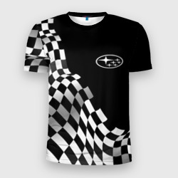 Мужская футболка 3D Slim Subaru racing flag