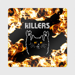Магнит виниловый Квадрат The Killers рок кот и огонь