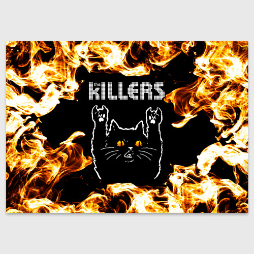 Поздравительная открытка The Killers рок кот и огонь