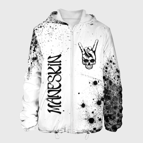 Мужская куртка 3D Maneskin и рок символ на светлом фоне, цвет 3D печать