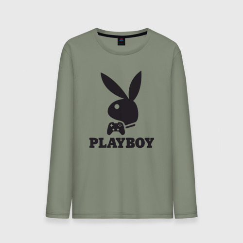 Мужской лонгслив хлопок с принтом Playboy - Игровой джостик, вид спереди #2