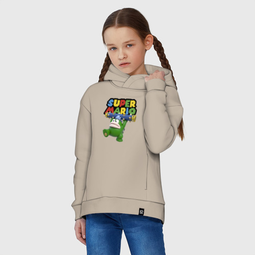 Детское худи Oversize хлопок Super Mario - Spike - Character, цвет миндальный - фото 3