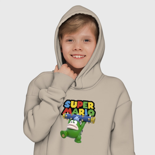 Детское худи Oversize хлопок Super Mario - Spike - Character, цвет миндальный - фото 12