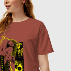 Женская футболка хлопок Oversize Обнажённая одинокая девушка - фото 2
