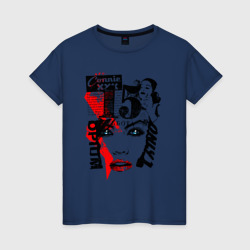 Лицо девушки и молния – Женская футболка хлопок с принтом купить со скидкой в -20%