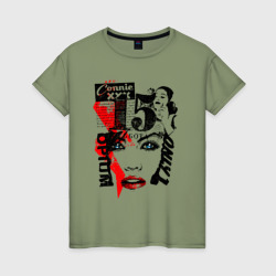 Лицо девушки и молния – Женская футболка хлопок с принтом купить со скидкой в -20%