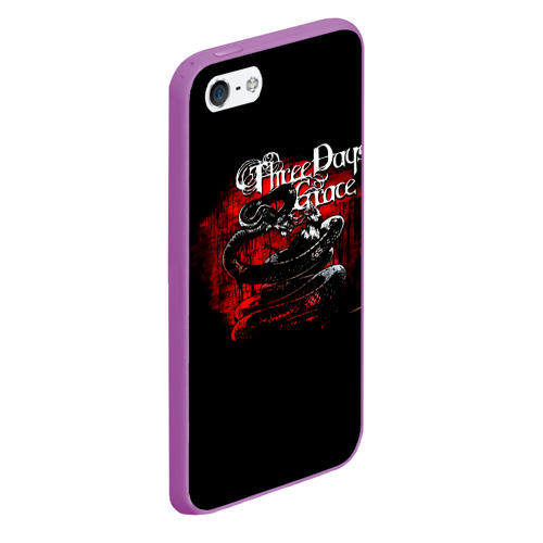 Чехол для iPhone 5/5S матовый Three Days Grace змея и ворон, цвет фиолетовый - фото 3