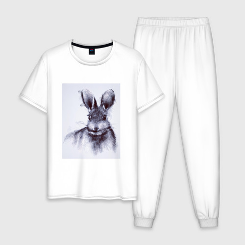 Мужская пижама хлопок с принтом Rabbit symbol 2023, вид спереди #2