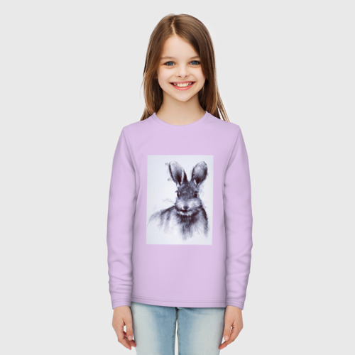 Детский лонгслив хлопок с принтом Rabbit symbol 2023, вид сбоку #3