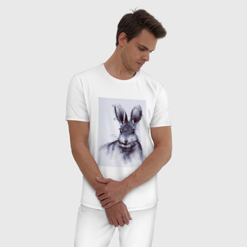 Мужская пижама хлопок с принтом Rabbit symbol 2023, фото на моделе #1
