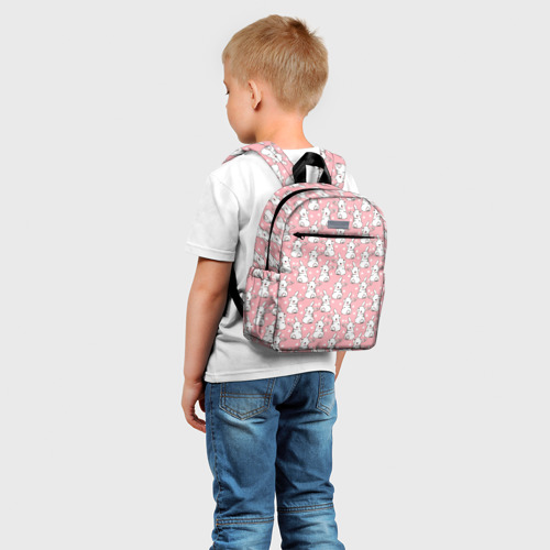 Детский рюкзак 3D с принтом Зайчики паттерн, фото на моделе #1
