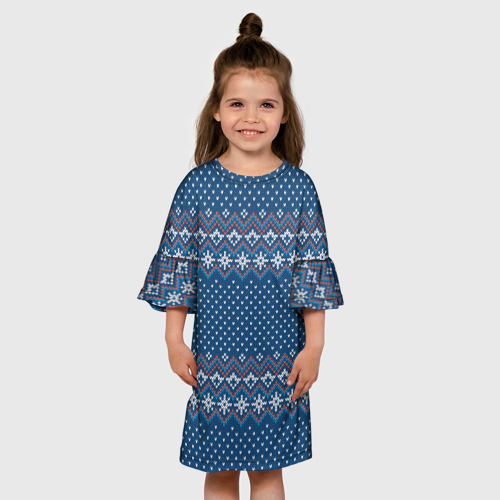 Детское платье 3D с принтом Вязанный стиль - классика, вид сбоку #3