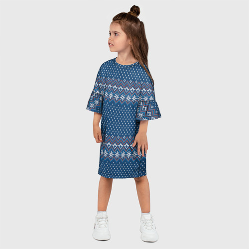 Детское платье 3D с принтом Вязанный стиль - классика, фото на моделе #1