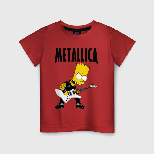 Детская футболка хлопок с принтом Металлика Барт Симпсон, вид спереди #2