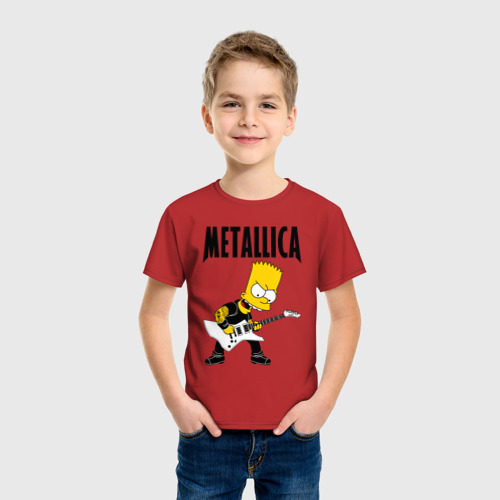 Детская футболка хлопок с принтом Металлика Барт Симпсон, фото на моделе #1